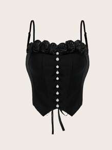 GENKIRA Áo khoác và áo lót dành cho xe tăng nữ Bất đối xứng Ren lên màu trơn Buổi tiệc - màu đen - Xem 1