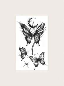 1 件性感优雅飞蛾/蝴蝶临时纹身贴纸