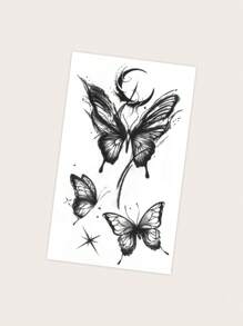 1 件性感优雅飞蛾/蝴蝶临时纹身贴纸