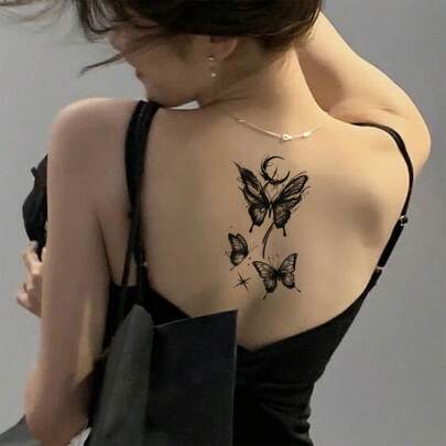 1 件性感优雅飞蛾/蝴蝶临时纹身贴纸