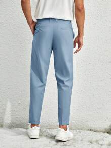 Manfinity VCAY Hombres Pantalones de traje con bolsillo oblicuo unicolor - Neblina azul - Ver 2