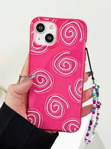 Spiral Print Phone Case With Beaded Lanyard - Multicolor - View 3