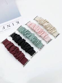 5pcs/Set Unisex Solid Color Scrunchie Apple Watch Band, Fits For Apple Watch Series Ultra/SE/8/7/6/5/4/3/2, 49mm/45mm/44mm/42mm/40mm/41mm/38mm - Multicolor - View 2