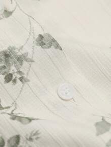 DAZY Áo sơ mi nữ Nút phía trước Hoa Giải trí - Màu be - Xem 8