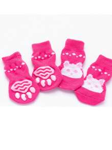 Calcetines para mascotas con estampado de dibujos animados para perro con gato para interior