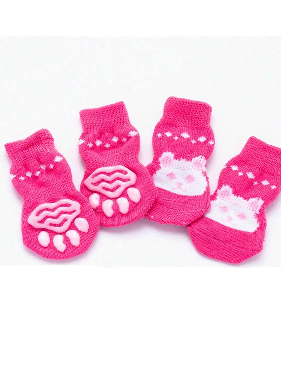 Calcetines para mascotas con estampado de dibujos animados para perro con gato para interior