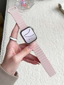 1条男女通用硅胶磁吸表带，兼容 42mm、38mm、40mm、41mm、44mm、45mm、46mm、49mm，时尚智能手表替换表带，适用于Ultra2、Ultra SE2、SE 11、10、9、8、7、6、5、4、3、2、1系列，学生返校季好礼