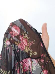 Rompers Nữ Tương phản ren cắt Hoa - màu đen - Xem 7