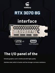 Veineda Geforce Rtx 3070 8gb Nvidia 熱愛者級顯示卡,256位gddr6,配備rtx3070 Gpu和pcie 4.0,適用於桌上型電腦遊戲 - 黑色 - 查看 4