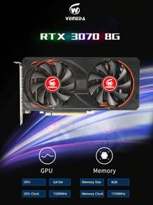 Veineda Geforce Rtx 3070 8gb Nvidia 熱愛者級顯示卡,256位gddr6,配備rtx3070 Gpu和pcie 4.0,適用於桌上型電腦遊戲 - 黑色 - 查看 6