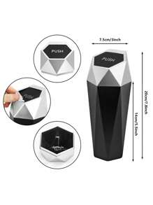 1入組字母圖案幾何設計塑膠車用垃圾桶 - 銀色 - 查看 2