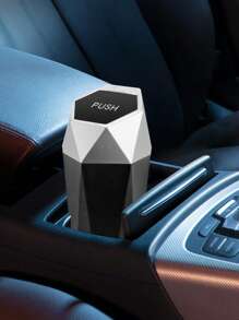 1入組字母圖案幾何設計塑膠車用垃圾桶 - 銀色 - 查看 3