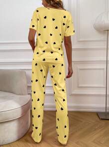 Heart Print Tee & Pants PJ Set / Pajama Set