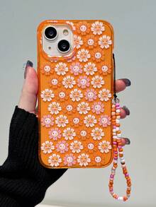 Sun Flower  emoji Anti-fall phone case with lanyard bead chain - Multicolor - View 2
