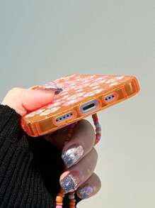 Sun Flower  emoji Anti-fall phone case with lanyard bead chain - Multicolor - View 5