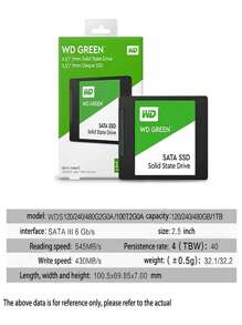 WD Western Digital Green 2.5" 240GB 480GB 1TB SSD 內部固態硬碟 硬碟盤 SATA 3. - 軍綠色 - 查看 6