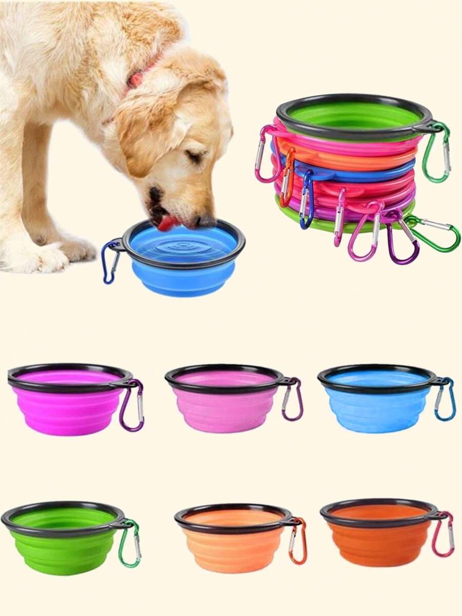 2入組寵物戶外可折疊碗,可掛在背包上,適用於戶外和室內喂食和飲用水,隨機顏色 - 彩色 - 查看 1