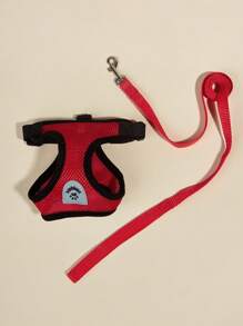 1pc Contrast Binding Pet Harness & 1pc Pet Leash