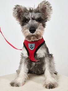 1pc Contrast Binding Pet Harness & 1pc Pet Leash