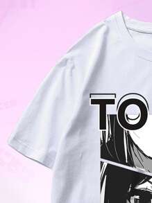 ROMWE MEN Anime Bộ hai mảnh Nam Dây kéo Túi Thắt nơ trước Con số Lá thư Đường phố - Đen và trắng - Xem 4
