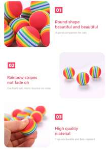 5pcs Elastic Rainbow Ball Cat Toy Set Indoor Toy For Small Pets - Multicolor - View 4