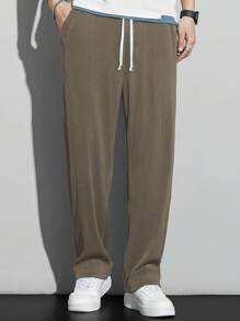 Manfinity Hypemode Nam Eo dây rút Quần chân thẳng - Cà phê nâu - Xem 1