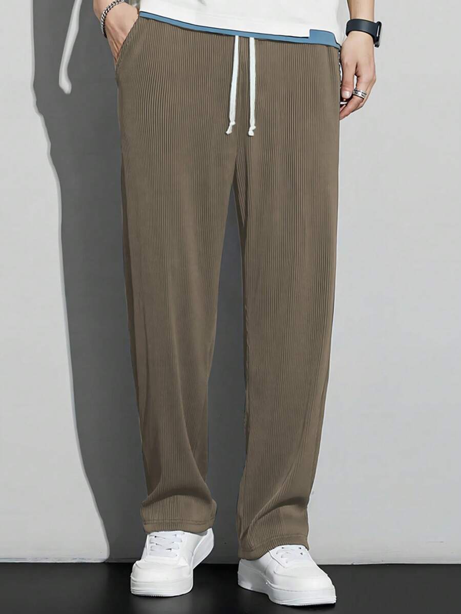 Manfinity Hypemode Nam Eo dây rút Quần chân thẳng - Cà phê nâu - Xem 1