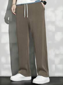 Manfinity Hypemode Nam Eo dây rút Quần chân thẳng - Cà phê nâu - Xem 3