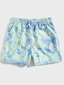 ROMWE MEN Street Life 男士紮染腰部抽繩短褲 - 彩色 - 查看 1