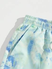 ROMWE MEN Street Life 男士紮染腰部抽繩短褲 - 彩色 - 查看 3