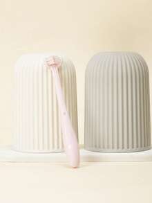 meomill 1pc Baby Pink Star & Moon Embossed Three Sided Brush Head Toothbrush - Pink - View 2