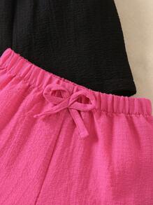 SHEIN Young Girl 2pcs Bow Front Shorts - Multicolor - View 4