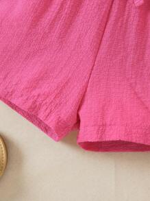 SHEIN Young Girl 2pcs Bow Front Shorts - Multicolor - View 5