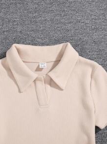 SHEIN Teen Girls Polo Neck Tee & Sweatpants