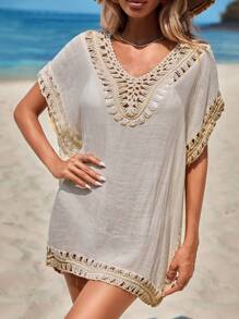 SHEIN Cover up de croché en contraste - Albaricoque - Ver 1