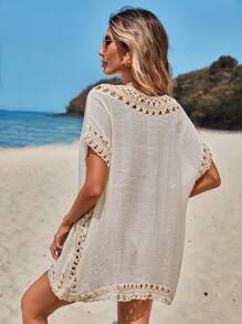 SHEIN Cover up de croché en contraste - Albaricoque - Ver 2