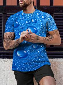 Manfinity LEGND Nam 3D Giọt nước In Áo thun - Màu xanh lam - Xem 1