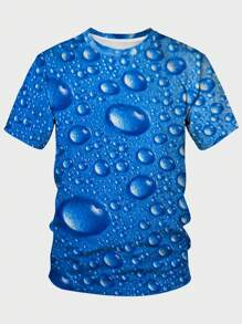 Manfinity LEGND Nam 3D Giọt nước In Áo thun - Màu xanh lam - Xem 3