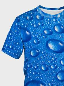 Manfinity LEGND Nam 3D Giọt nước In Áo thun - Màu xanh lam - Xem 4