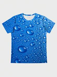 Manfinity LEGND Nam 3D Giọt nước In Áo thun - Màu xanh lam - Xem 5