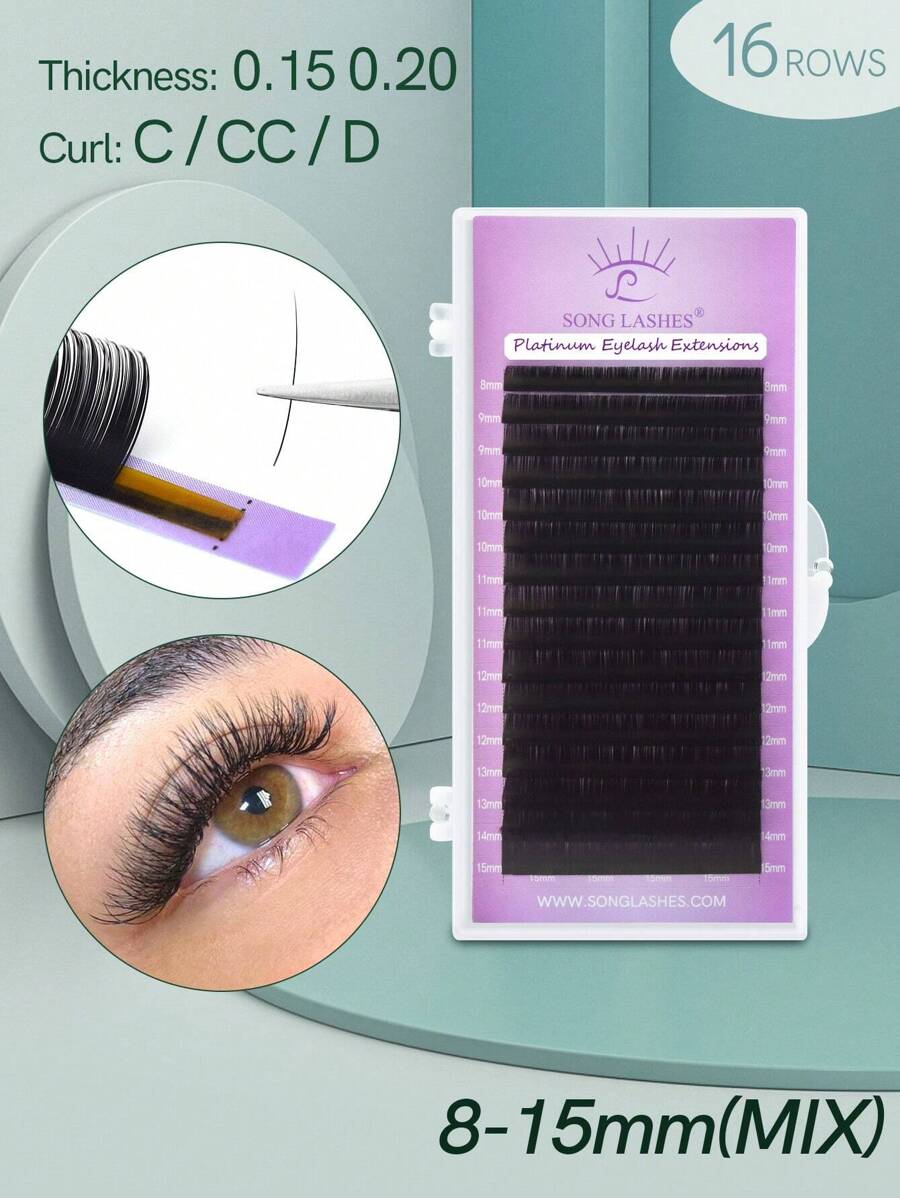 Lông mi giả, Ghép nối mi Tự nhiên C C D Curling Nga Khối lượng 0,15 0,20 Chiều dài 16 hàng Lông mi giả Cụm lông mi để mặc hàng ngày - màu đen - Xem 1