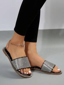 女士鱷魚壓紋水鑽裝飾塑膠魅力四射涼鞋 - 彩色 - 查看 4