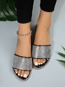 女士鱷魚壓紋水鑽裝飾塑膠魅力四射涼鞋 - 彩色 - 查看 5