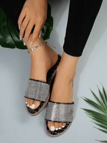 女士鱷魚壓紋水鑽裝飾塑膠魅力四射涼鞋 - 彩色 - 查看 7