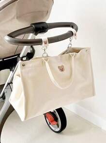 1pc Baby Cartoon Bear Head Pattern High-capacity Shoulder Tote Bag - Beige - View 5