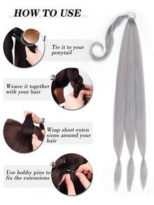 女士長編織馬尾辮接發DIY重複使用馬尾辮髮帶