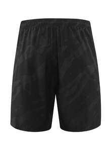 SHEIN Daily&Casual Men Drawstring Waist Zipper Pocket Sports Shorts - Black - View 2