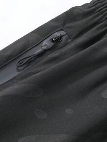 SHEIN Daily&Casual Men Drawstring Waist Zipper Pocket Sports Shorts - Black - View 5