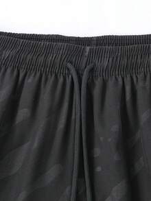 SHEIN Daily&Casual Men Drawstring Waist Zipper Pocket Sports Shorts - Black - View 6