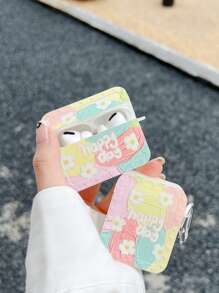 Funda compatible con Airpods con patrón floral - Blanco - Ver 1